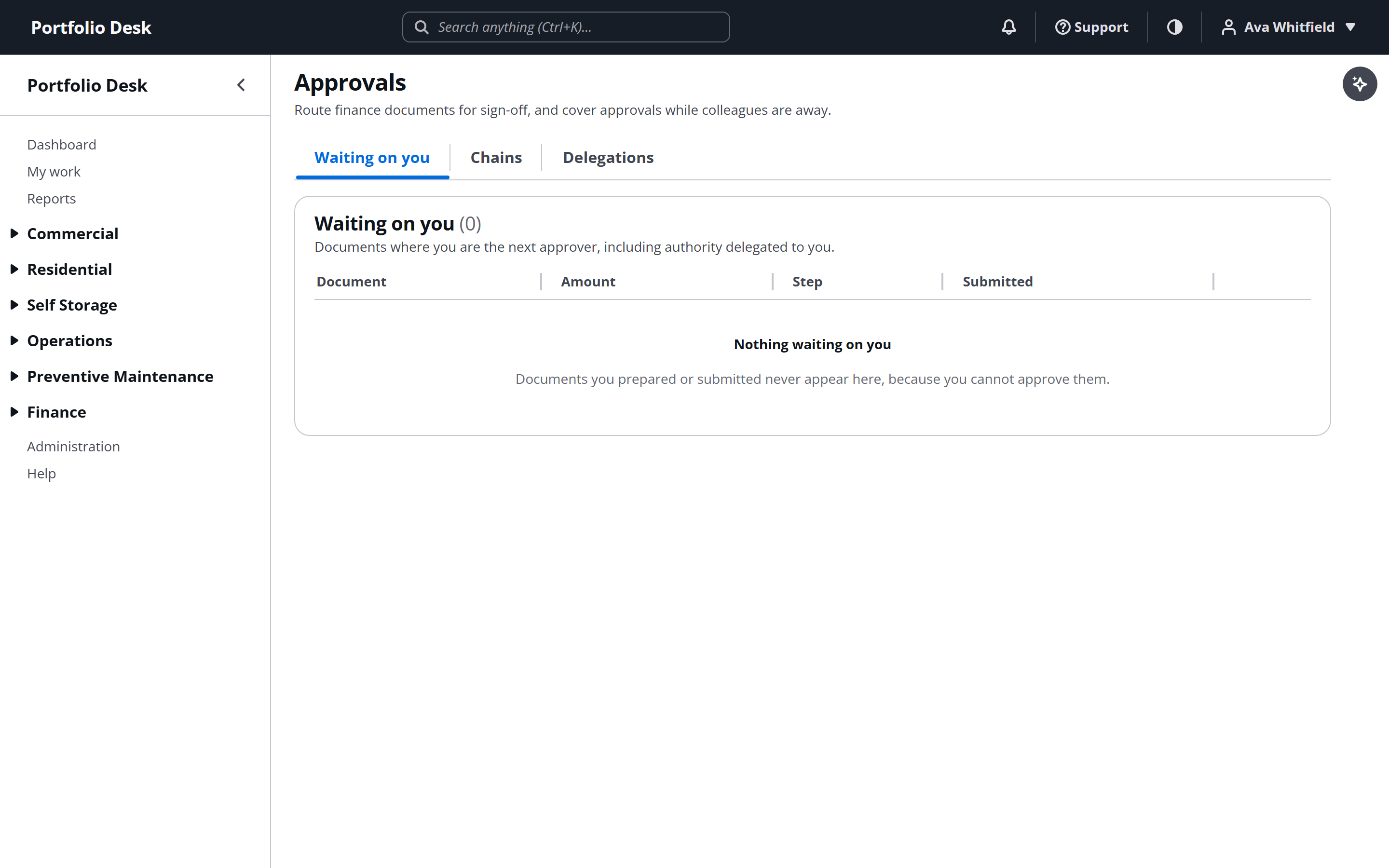 Approval chains configuration with steps and thresholds